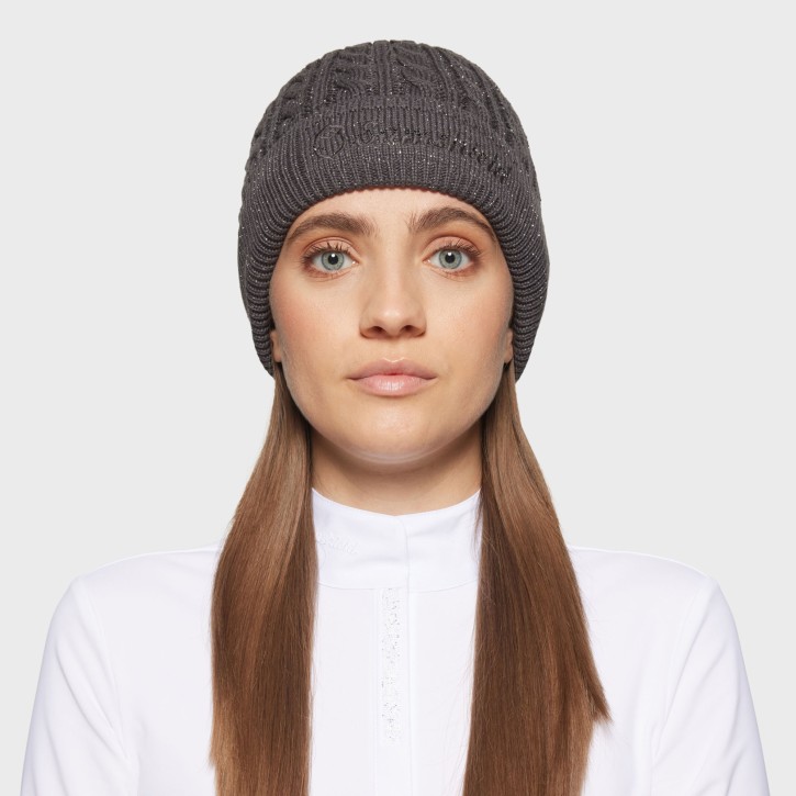 Samshield Damen Beanie Mira Crystal Asphalt Silver Lurex