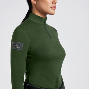 Cavalleria Toscana Damen Woll Trainingsshirt langarm Grün XS